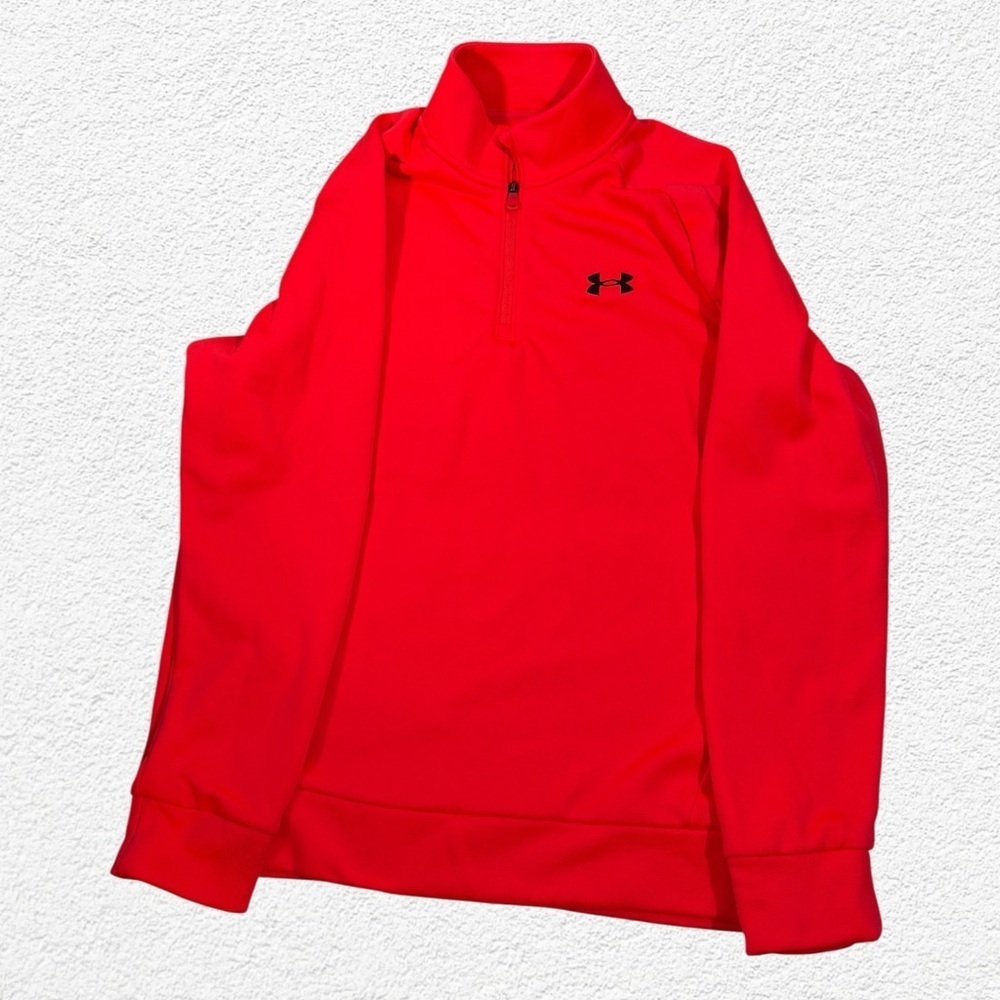 Under Armour 1/4 Zip Pullover Sweatshirt Fleece Loose Fit Mens Size L Orange